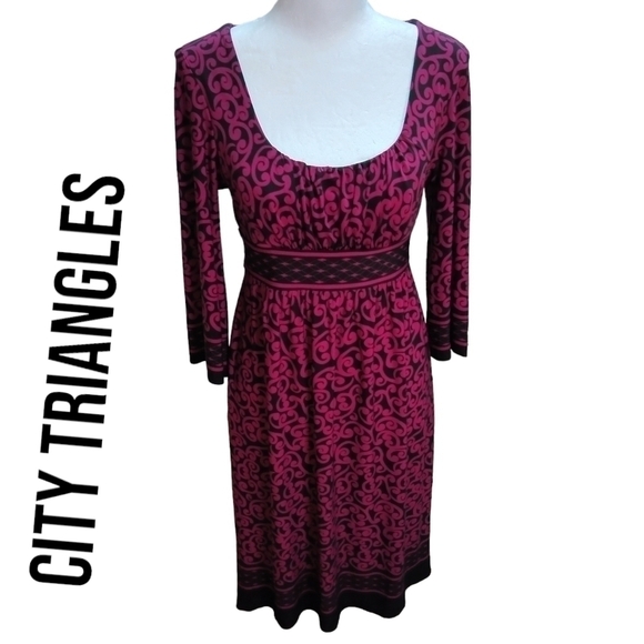 CITY Triangles Fitted Midi dress size small EUY - Picture 1 of 5